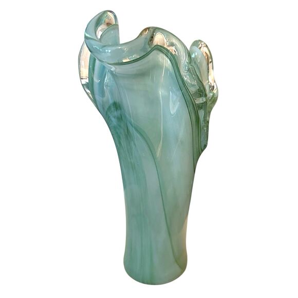 Murano Glass Vase – Clear & Turquoise Hand-Blown Art Glass – Crafted in Italy - Picture 4 of 15